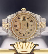 Rolex Datejust 36mm 18k/Steel Watch Jubilee Arabic Numeral Iced 13ct Diamonds